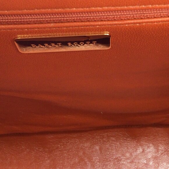 DARBY SCOTT DARK ORANGE LIZARD SKIN LEATHER THOMPSON TOTE HANDBAG - Picture 7 of 8